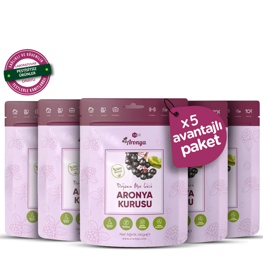 Mor Aronya Kurusu 100 gr 5’li Paket – Katkısız, Doğal Atıştırmalık & Antioksidan Deposu