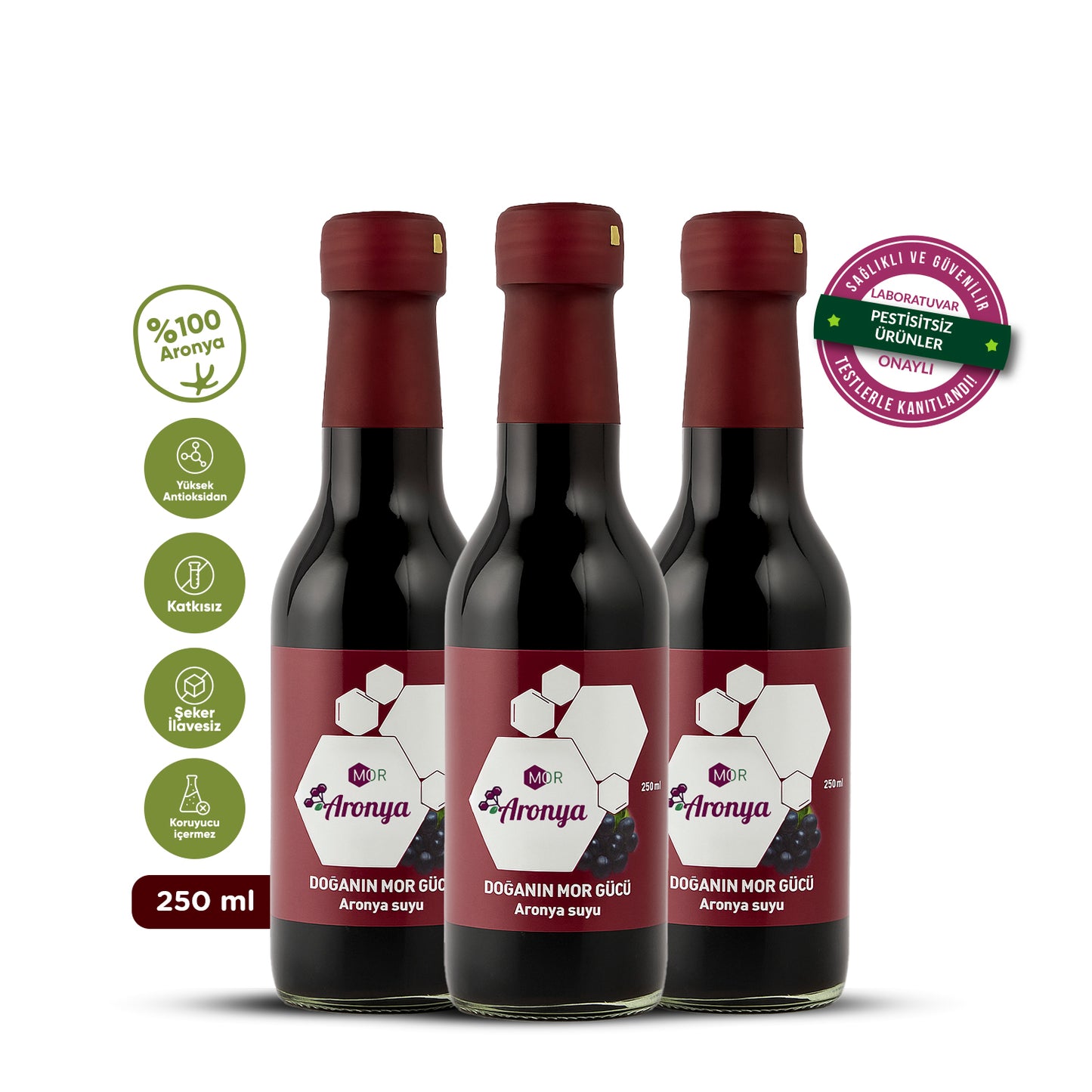 Mor Aronya Suyu 250 ml (3lü Avantaj Paketi)