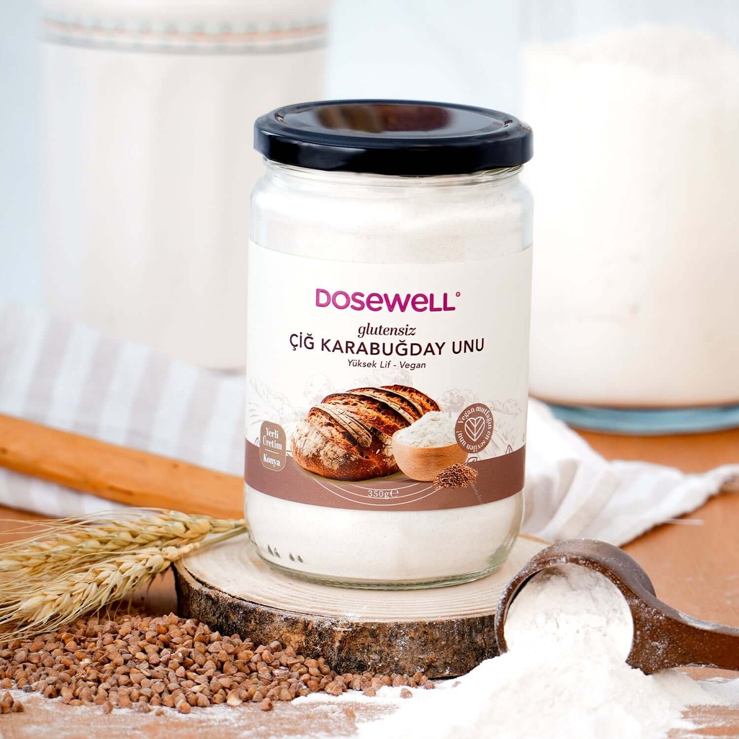 Dosewell Glutensiz Çiğ Karabuğday Unu 350 gr / Yüksek Lif- Vegan