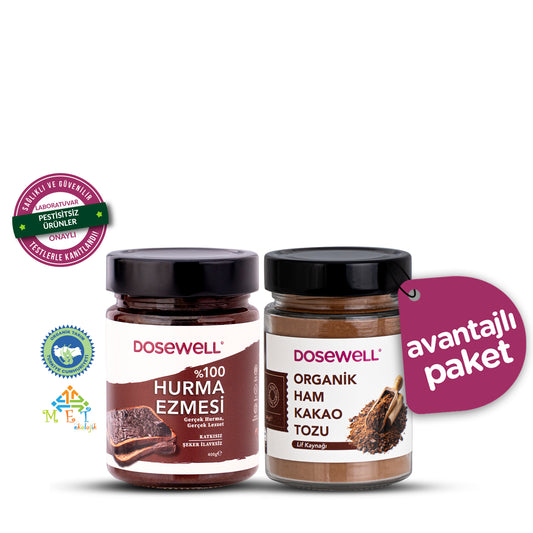Dosewell %100 Hurma Ezmesi & Organik Ham Kakao – Katkısız, Doğal Tatlı Alternatifleri