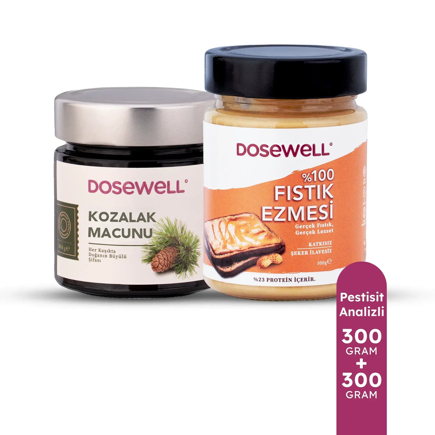 Dosewell Kozalak Macunu 300 gr - %100 Fıstık Ezmesi 300 gr | 2'li Paket