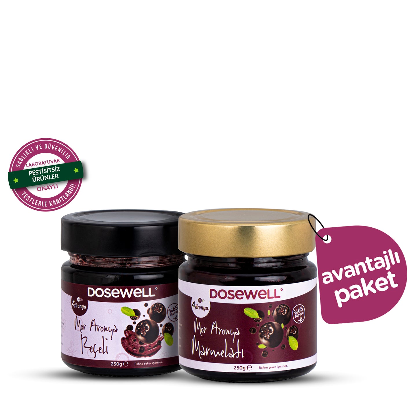 Mor Aronya Reçeli 250gr & Mor Aronya Marmelatı 250 gr 2’li Doğal Lezzet Paketi