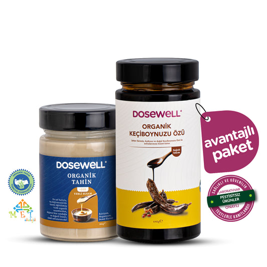 Dosewell Organik Tahin 300gr & Keçiboynuzu Özü 640gr (Soğuk Sıkım) 2’li Doğal Paket