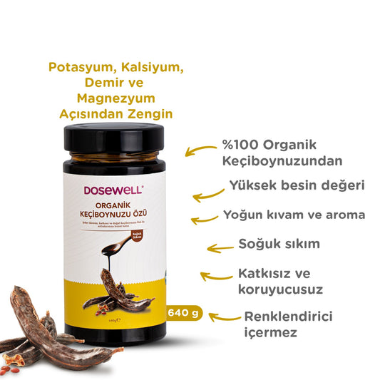 Dosewell Organik Keçiboynuzu Özü 640 gr (Organik Sertifikalı, Soğuk Sıkım)