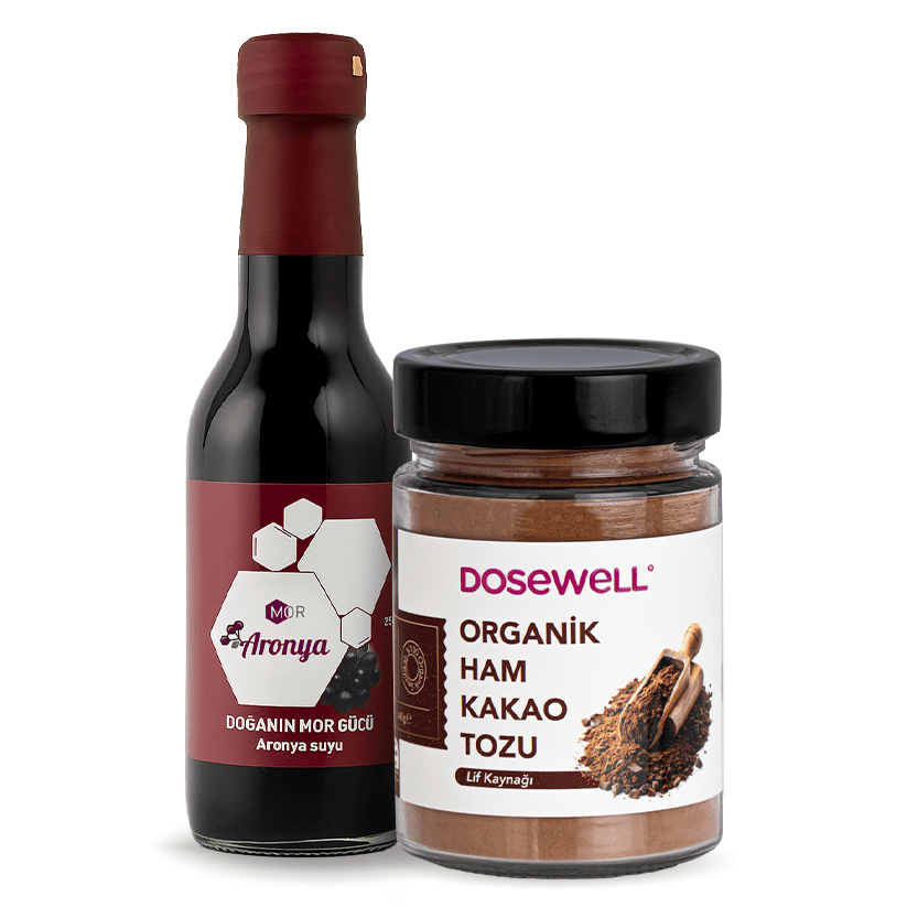 Mor Aronya Suyu 250 ml & Organik Ham Kakao Tozu 140 gr (2'li Avantaj Paketi)