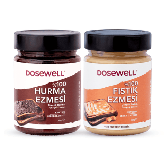 Dosewell %100 Hurma Ezmesi ve %100 Fıstık Ezmesi 2'li Paket