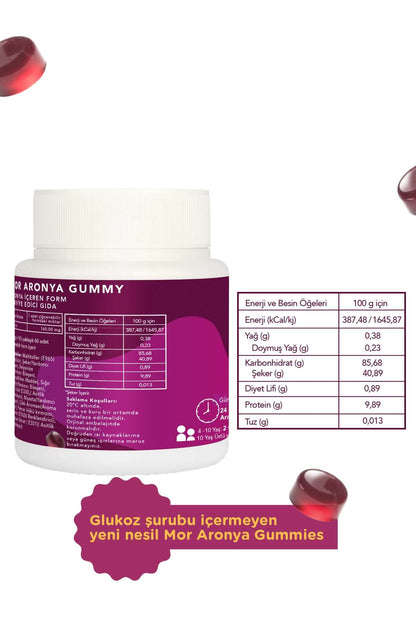 Mor Aronya Gummy-Şekersiz 60 Adet