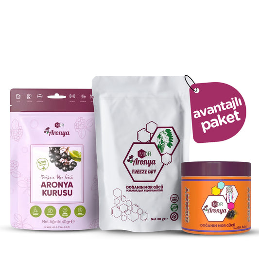 Mor Aronya Avantajlı 3'lü  Paket Mor Aronya Freeze Dry - Mor Aronya Kurusu - Mor Aronya Gummy