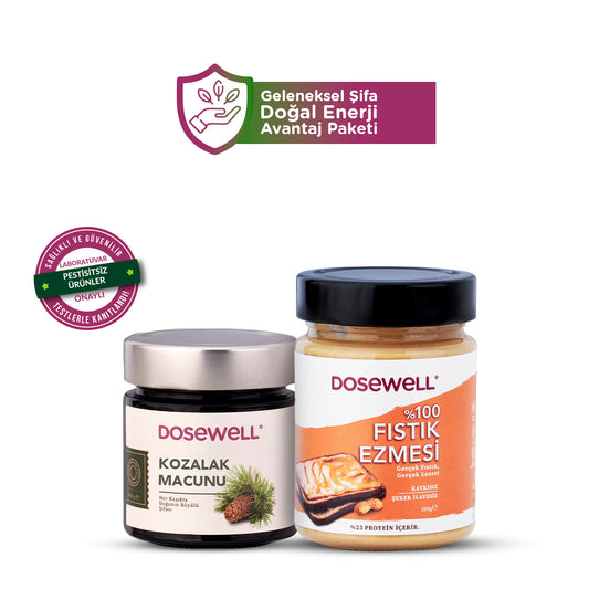 Dosewell Kozalak Macunu 300 gr & %100 Fıstık Ezmesi 300 gr Geleneksel Enerji Doğal Şifa Paketi