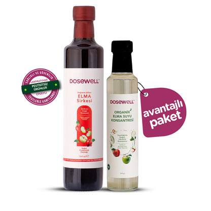 Dosewell Elma Sirkesi ml  & Organik Elma Suyu Konsantresi 340 gr– 2'li Paket