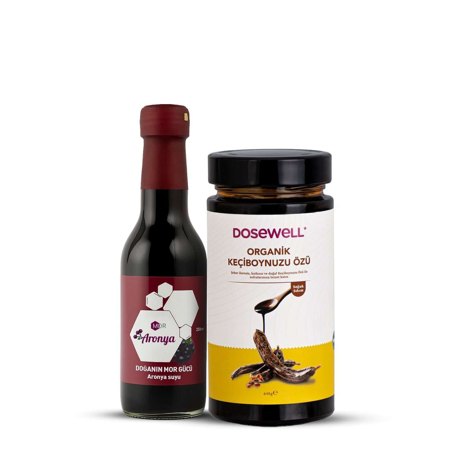 Mor Aronya Suyu 250 ml & Organik Keçiboynuzu Özü 640 gr (2'li Avantaj Paketi)