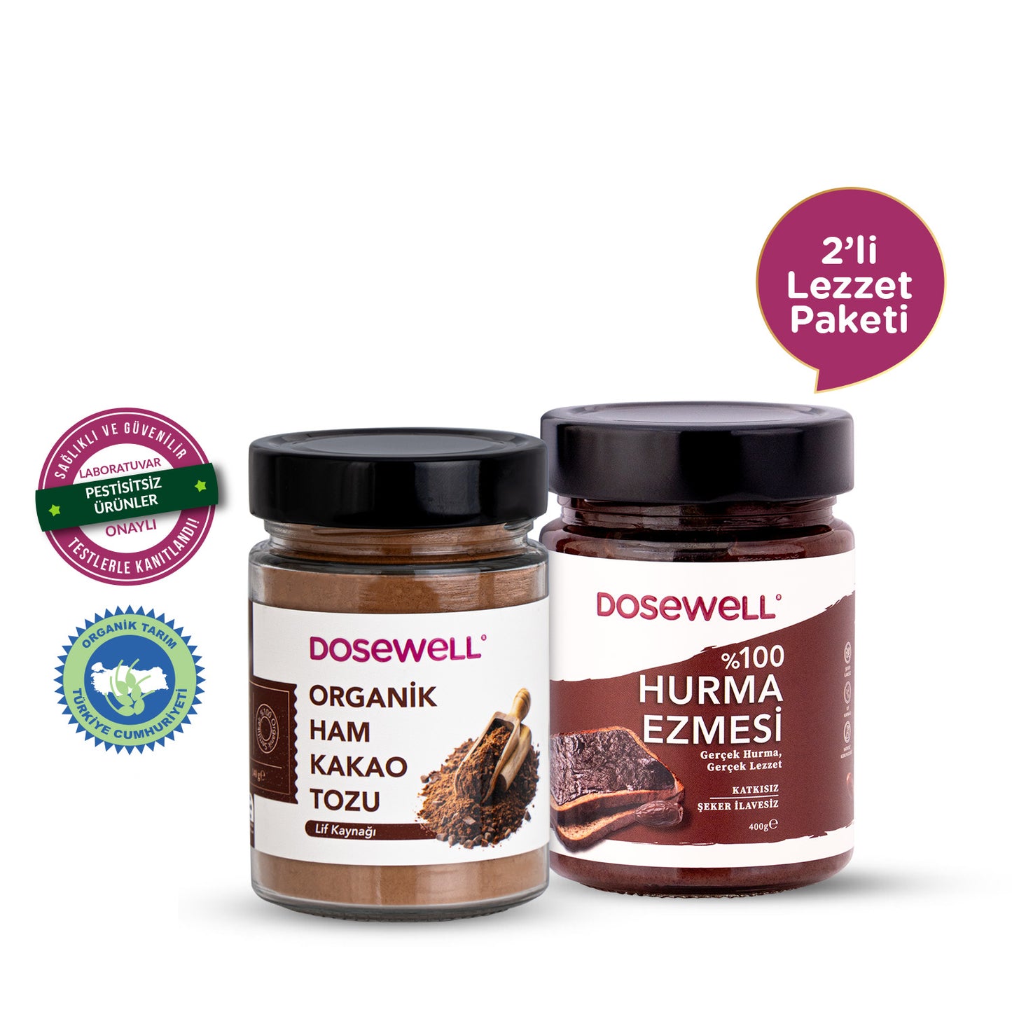 Dosewell %100 Hurma Ezmesi & Organik Ham Kakao – Katkısız, Doğal Tatlı Alternatifleri