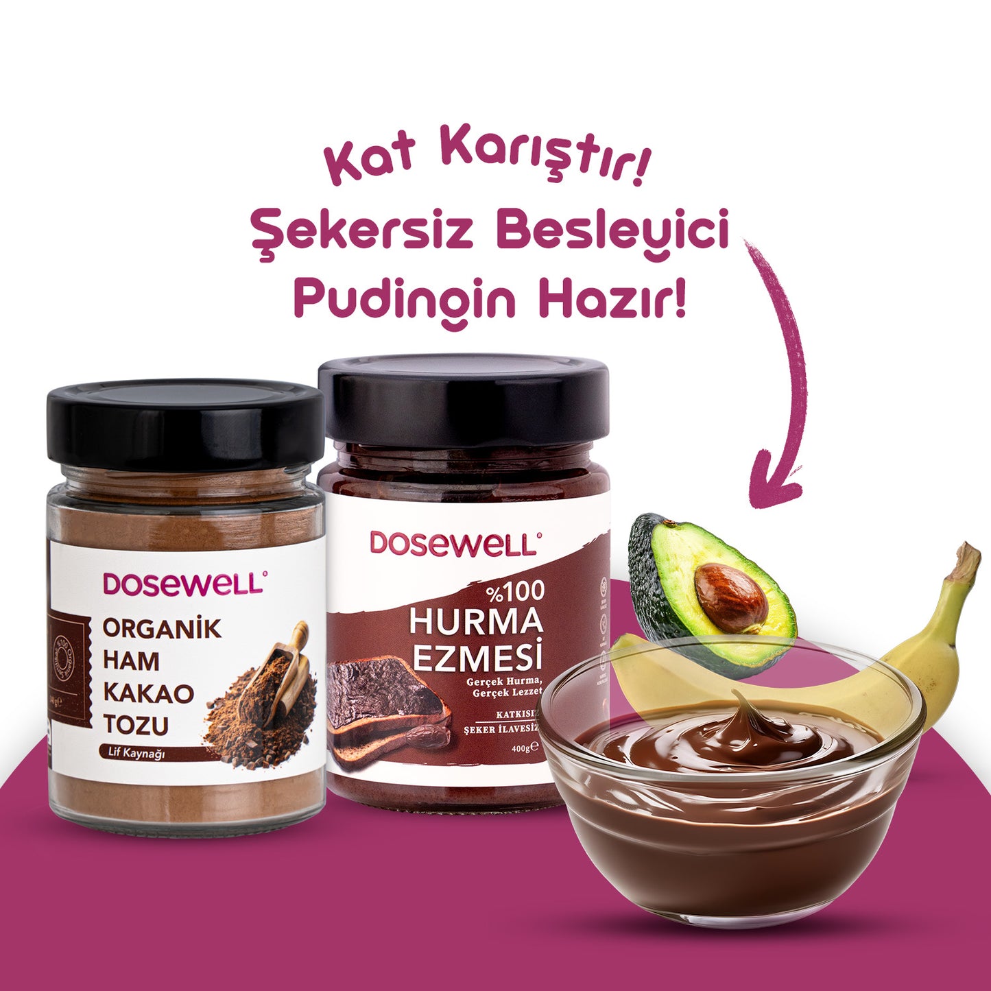 Dosewell %100 Hurma Ezmesi & Organik Ham Kakao – Katkısız, Doğal Tatlı Alternatifleri