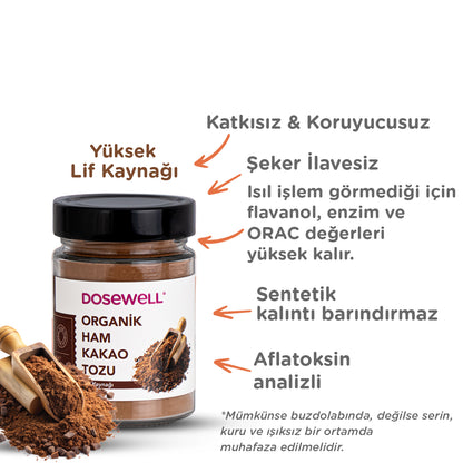 Dosewell Organik Ham Kakao Tozu 140 gr (Organik Sertifikalı)