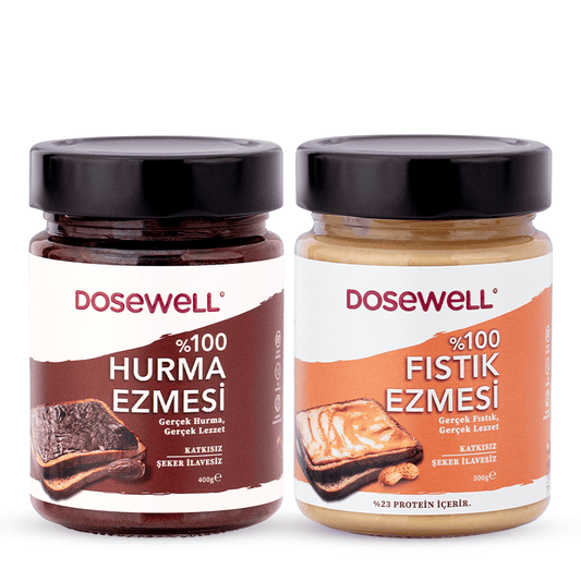 Dosewell %100 Hurma Ezmesi 400 gr ve %100 Fıstık Ezmesi 300 gr | 2'li Paket