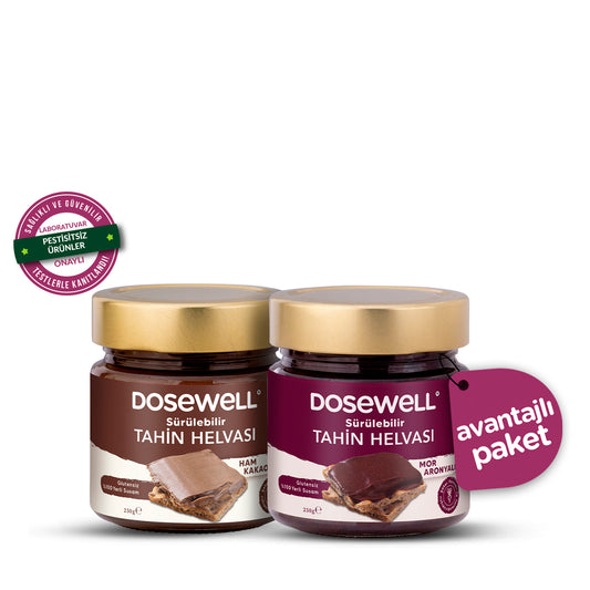 Dosewell Kakaolu & Mor Aronyalı Sürülebilir Tahin Helvas 250 gr / 2'li Paket