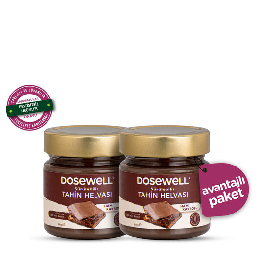 Dosewell Ham Kakaolu Tahin Helvası 2’li Paket – Doğal İçerik, Katkısız, Kahvaltılık Sürülebilir Tat
