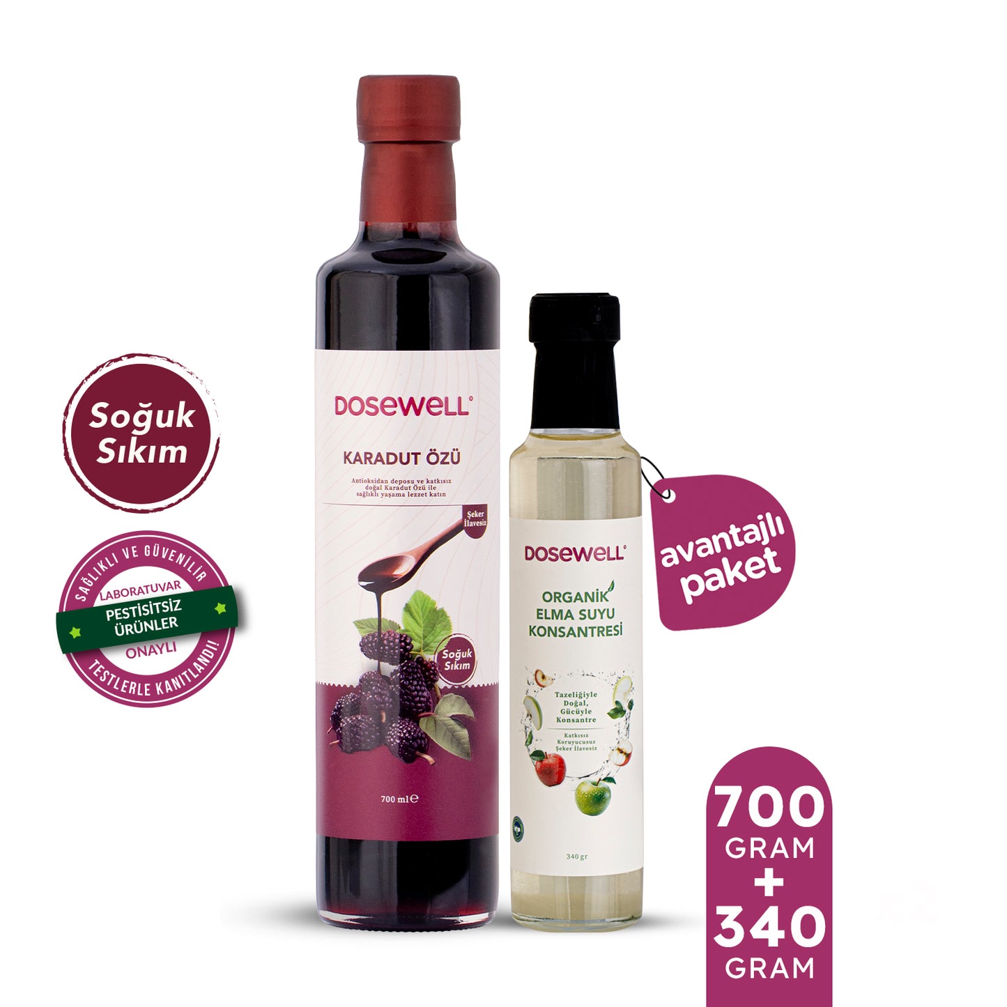 Dosewell Karadut Özü 700 gr & Dosewell Elma Suyu Konsantresi 340 gr