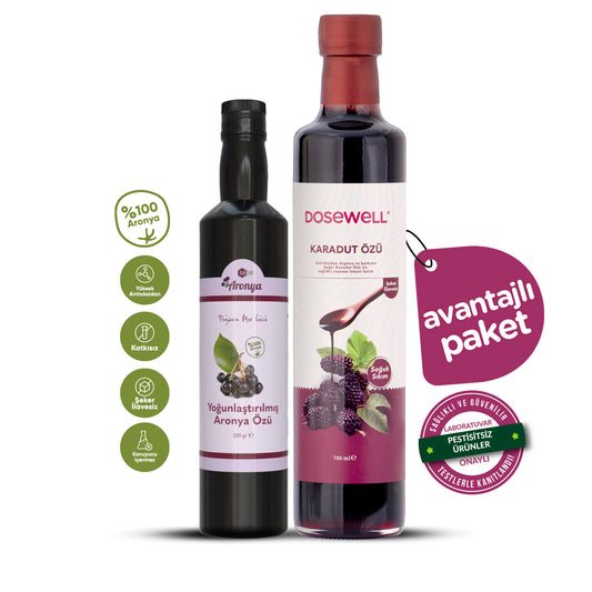 Mor Aronya Yoğunlaştırılmış Aronya Özü 320 gr  & Dosewell Karadut Özü 700 ml – 2'li Paket