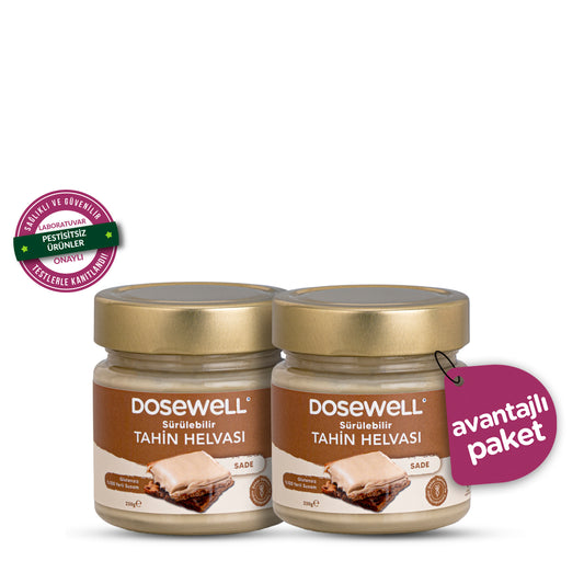 Dosewell Sürülebilir Tahin Helvası Sade  2’li Set – Katkısız, Rafine Şekersiz, Yerli Susamlı Kahvaltılık