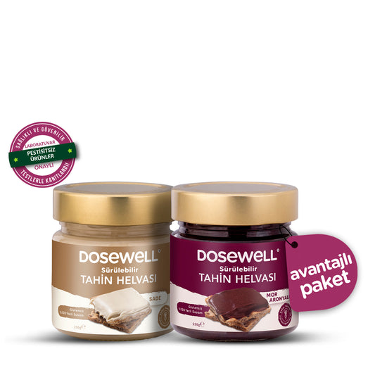 Dosewell Sade & Aronyalı Sürülebilir Tahin Helvası 2’li Set | Glukoz Şurubu İçermez