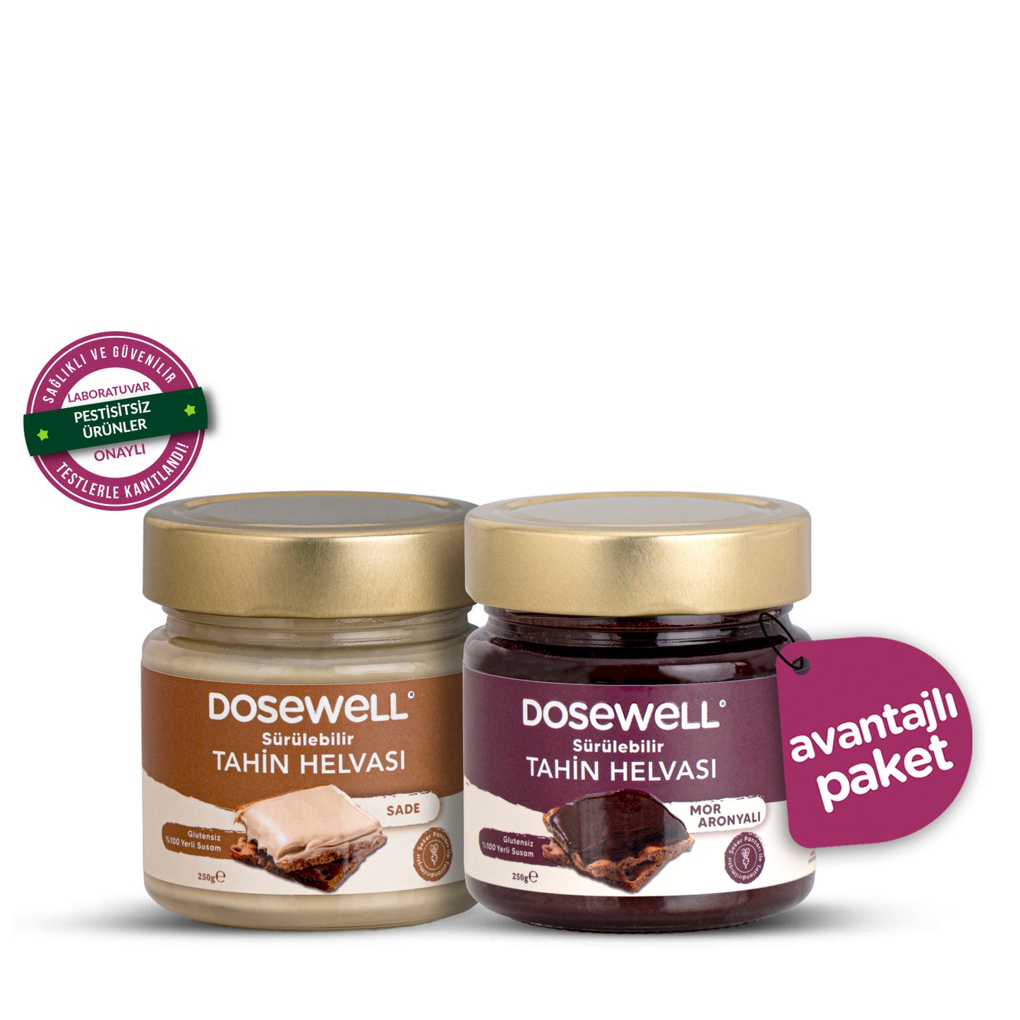Dosewell Sade & Mor Aronyalı Sürülebilir Tahin Helvası 250 gr / 2'li Paket
