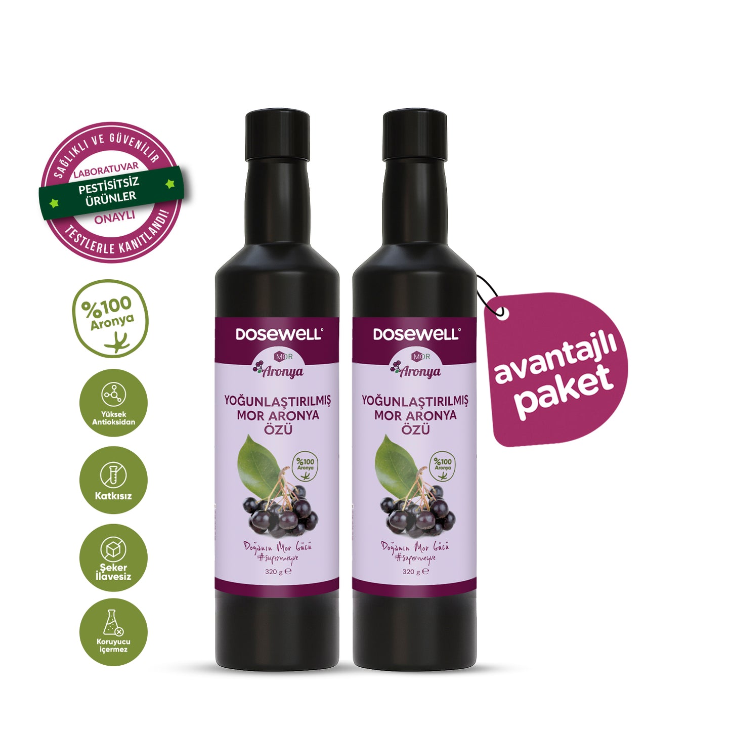 Mor Aronya Yoğunlaştırılmış Aronya Özü 2’li Paket – Katkısız, Doğal ve Antioksidan Zengini Destek