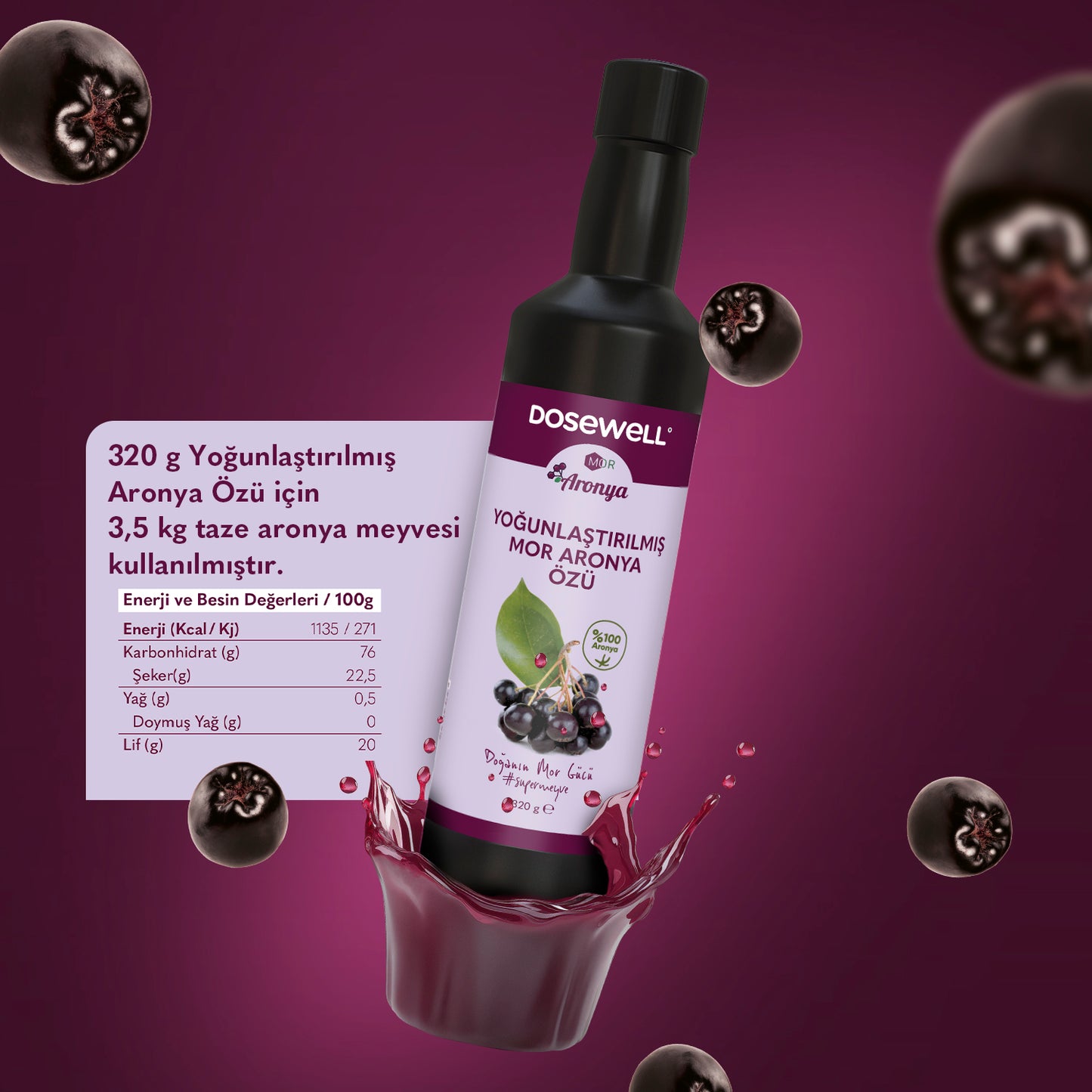 Yoğunlaştırılmış Aronya Özü 320 gr